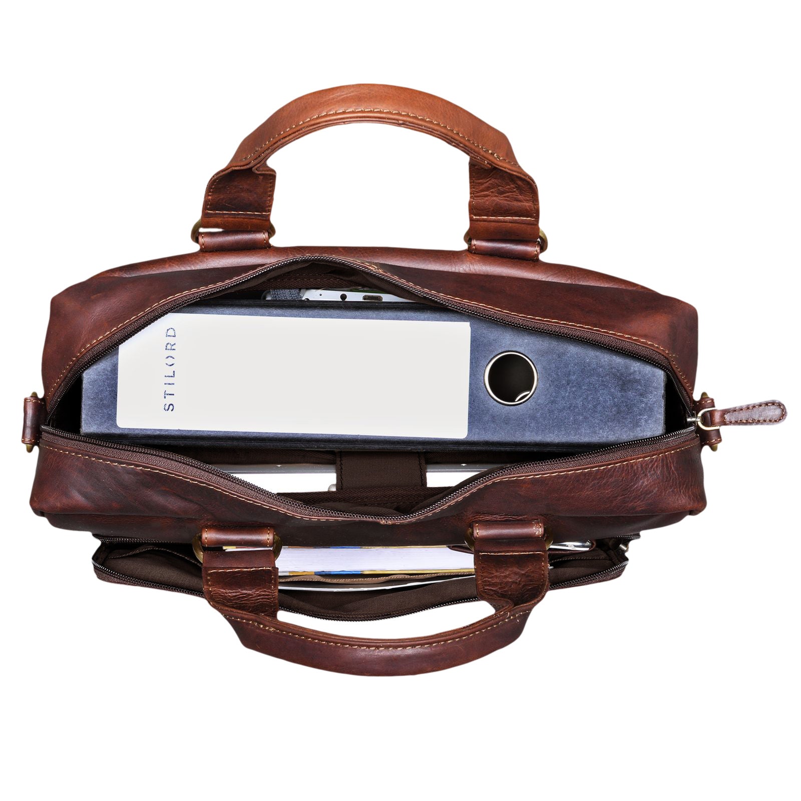 Braun Leder Akten-Vintage Tasche