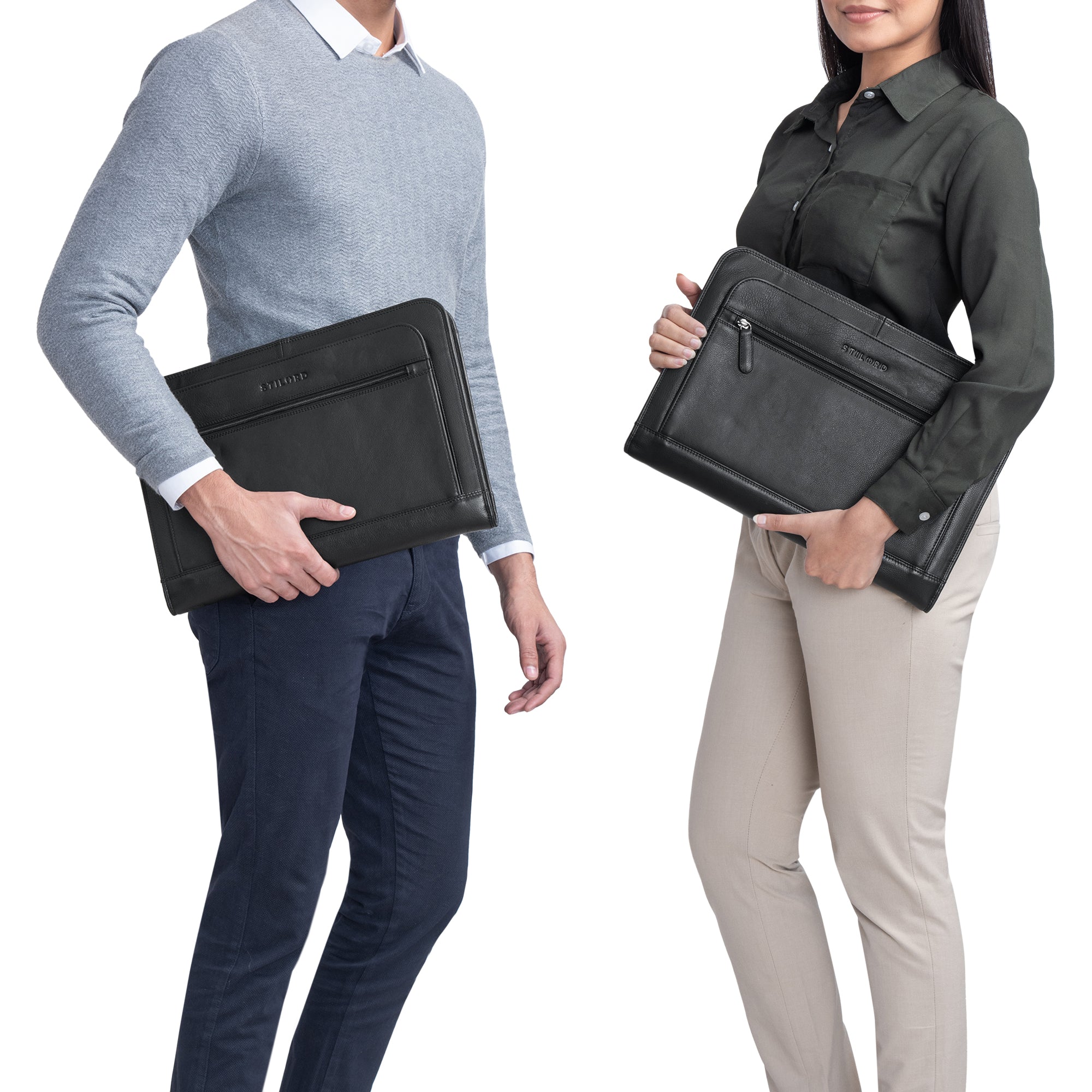 Klassische Leder Aktenmappe schwarz
