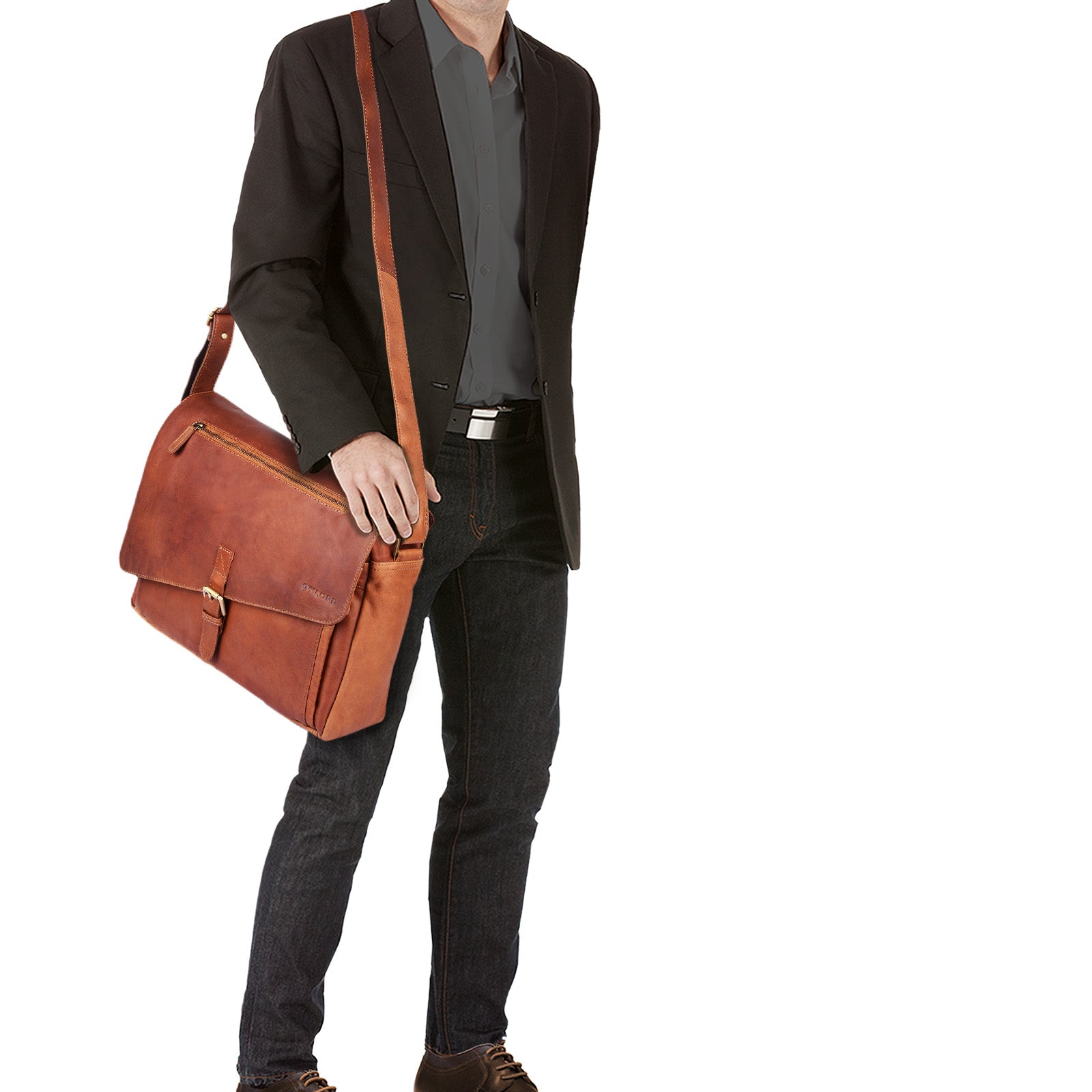 Schultertasche Leder Vintage braun