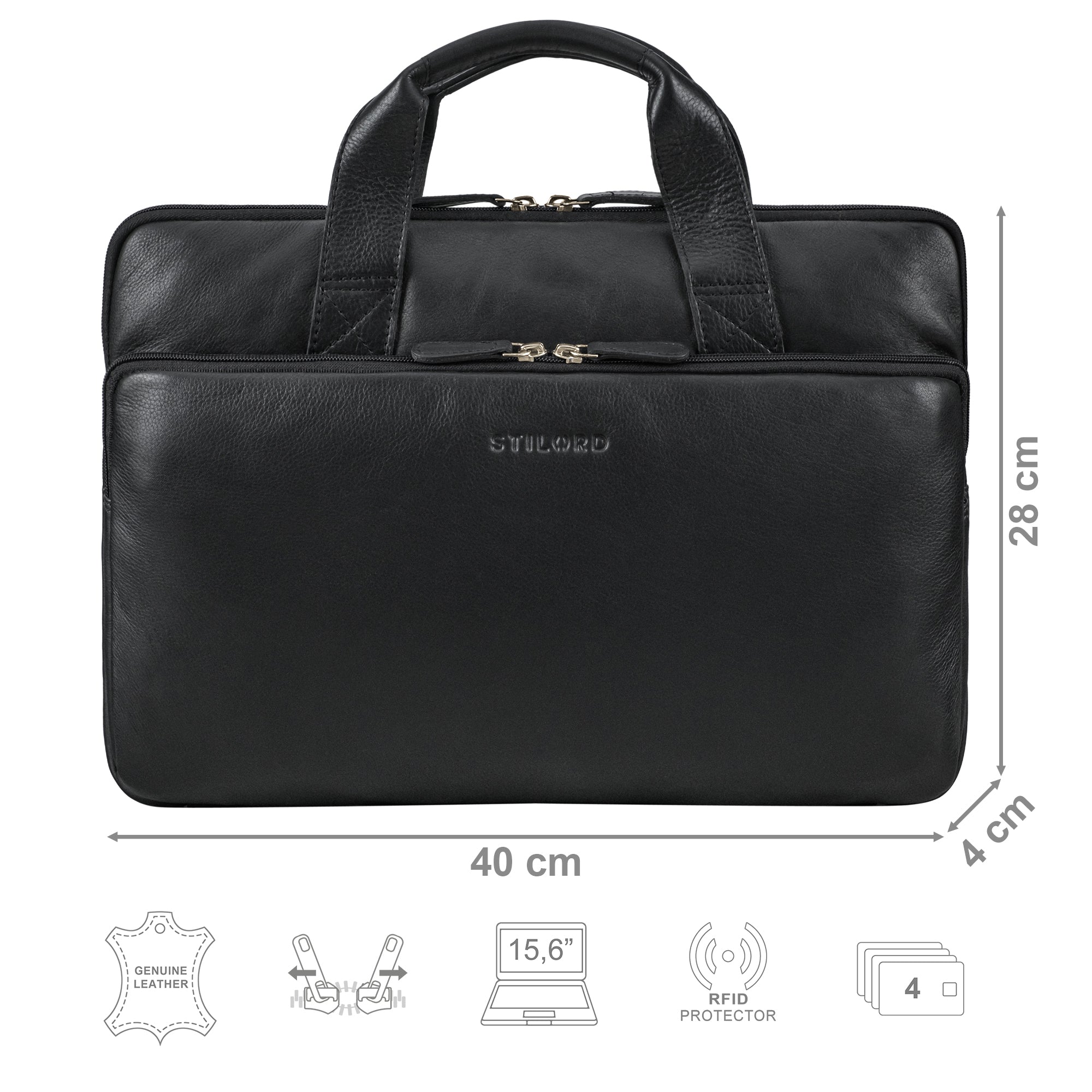 15,6 Zoll Laptophülle Leder schwarz