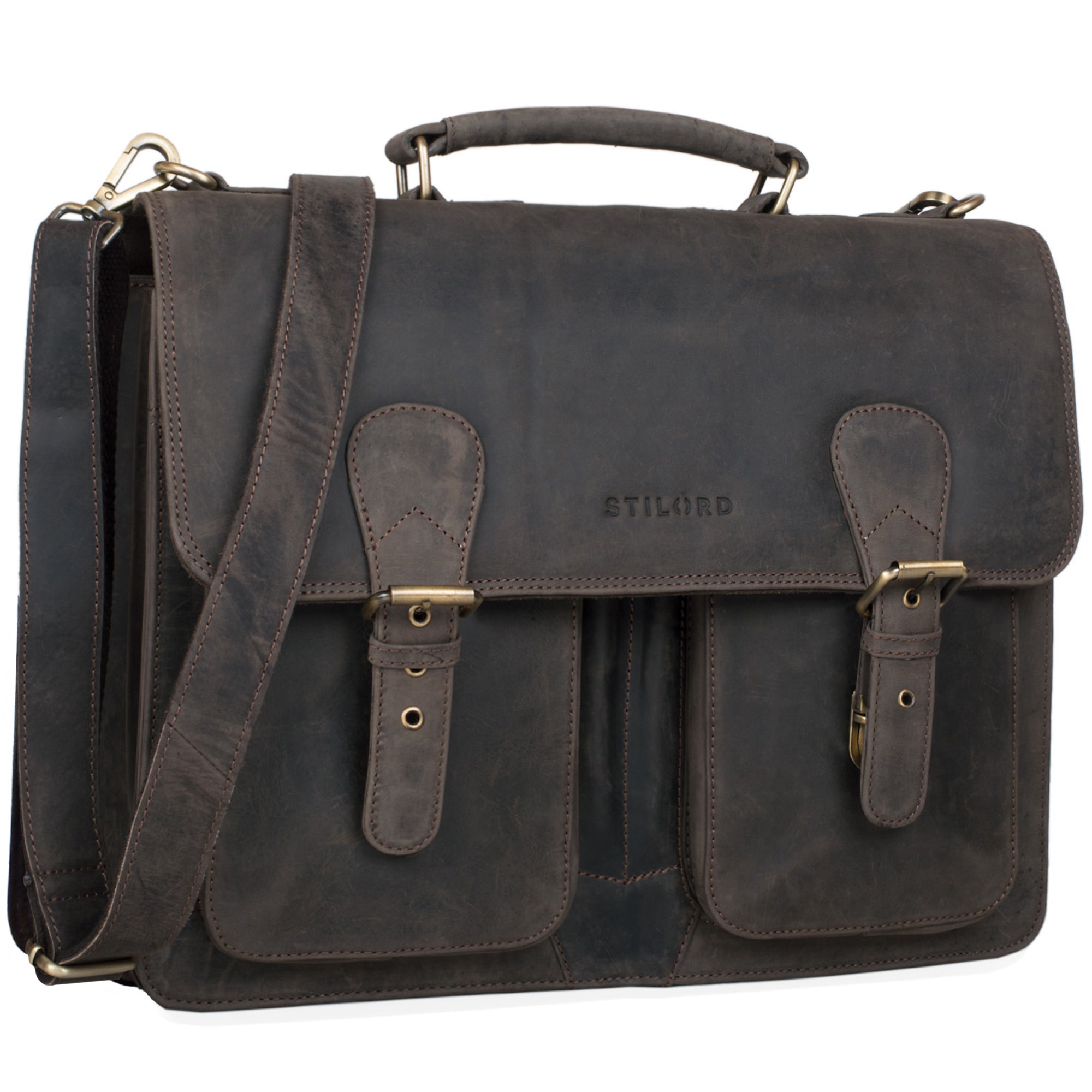Ledertasche arbeit herren gross dunkel braun echtleder