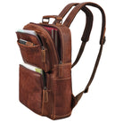 Laptoprucksack Leder cognac mit verstellbaren Schultergurten