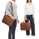 braune Arbeitstasche aus echtem Leder