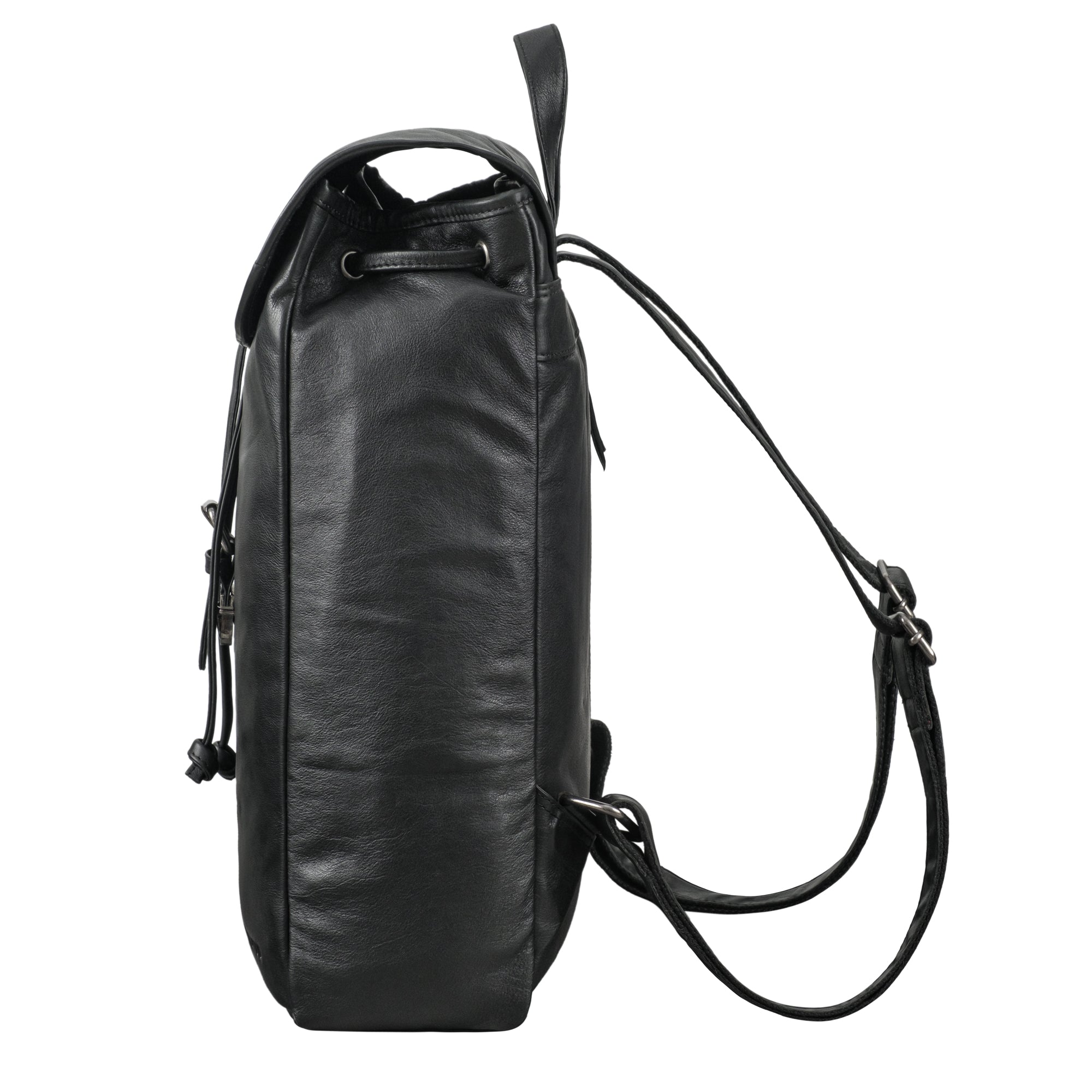 Retro Rucksack Damen Leder schwarz