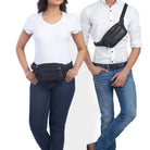 Hochwertige Echtleder Bauchtasche Schwarz
