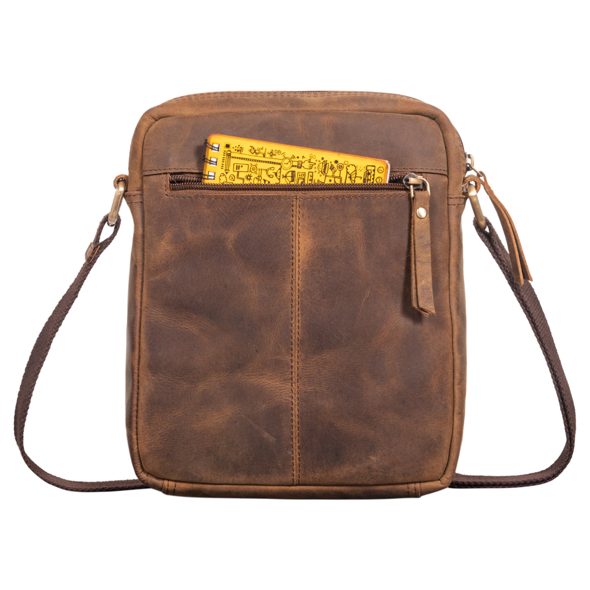 Messenger Bag Flechtoptik Echtleder Braun