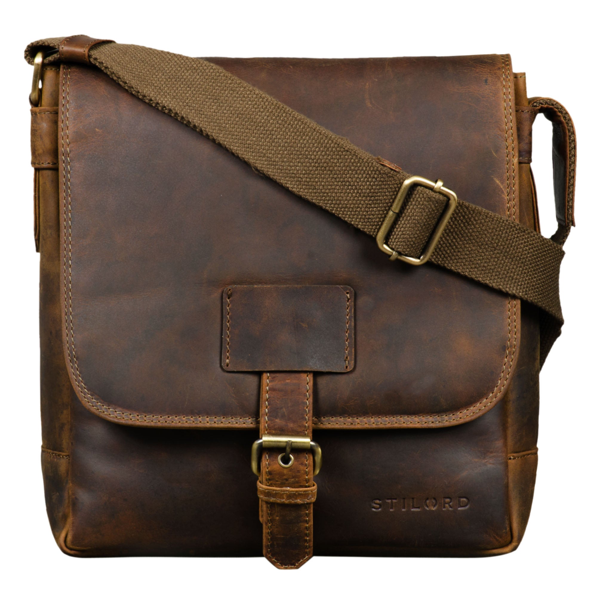 Leder Umhängetasche mittel groß Vintage braun