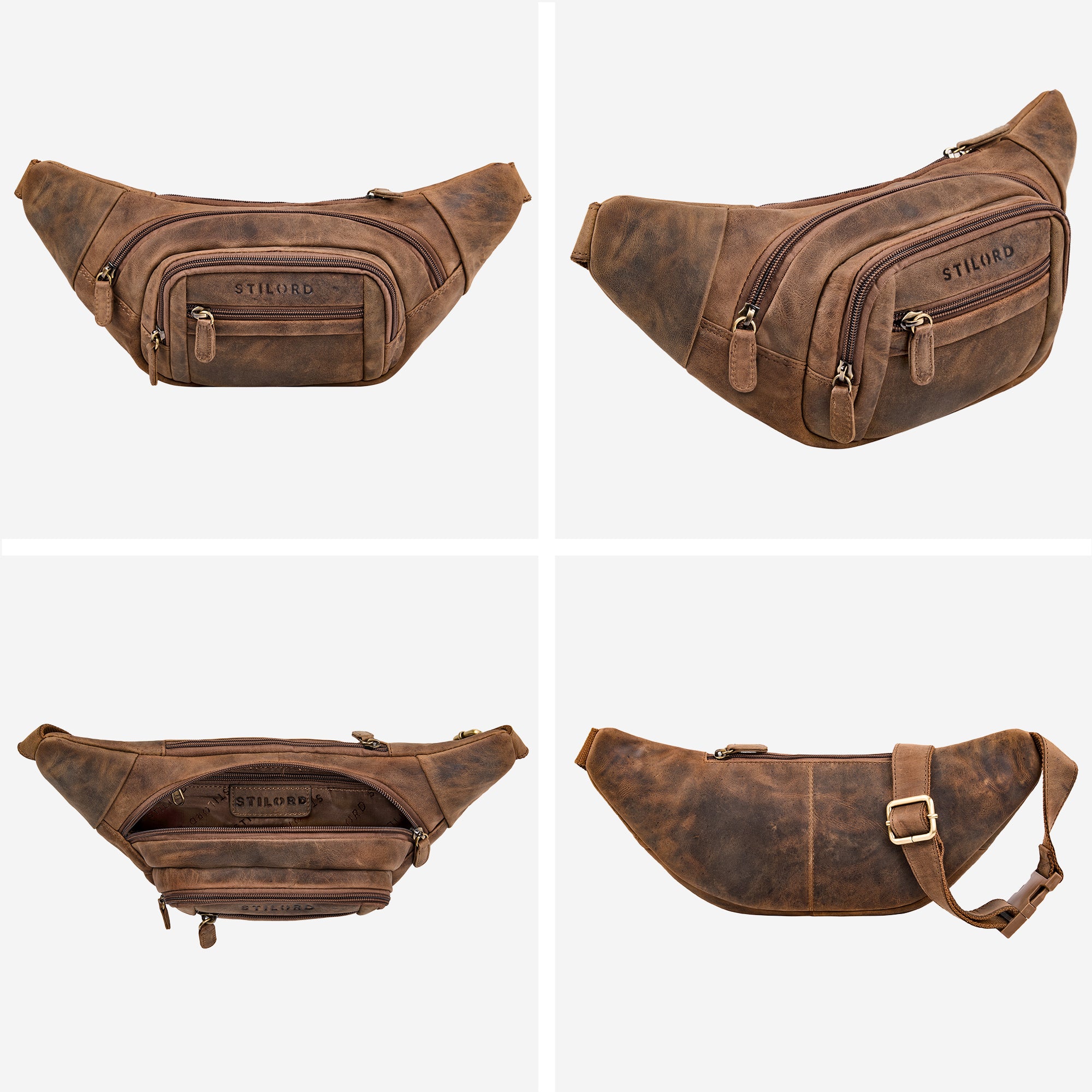 Echtleder Bauchtasche Herren braun Wildleder