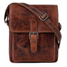 "Martinez" Pequena Bolsa Masculina Couro Vintage Messenger para Ombro
