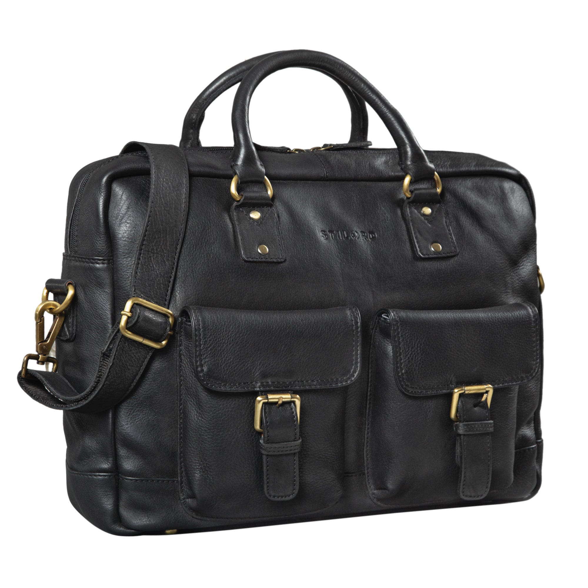 Schwarze Echt-Leder Tasche Herren
