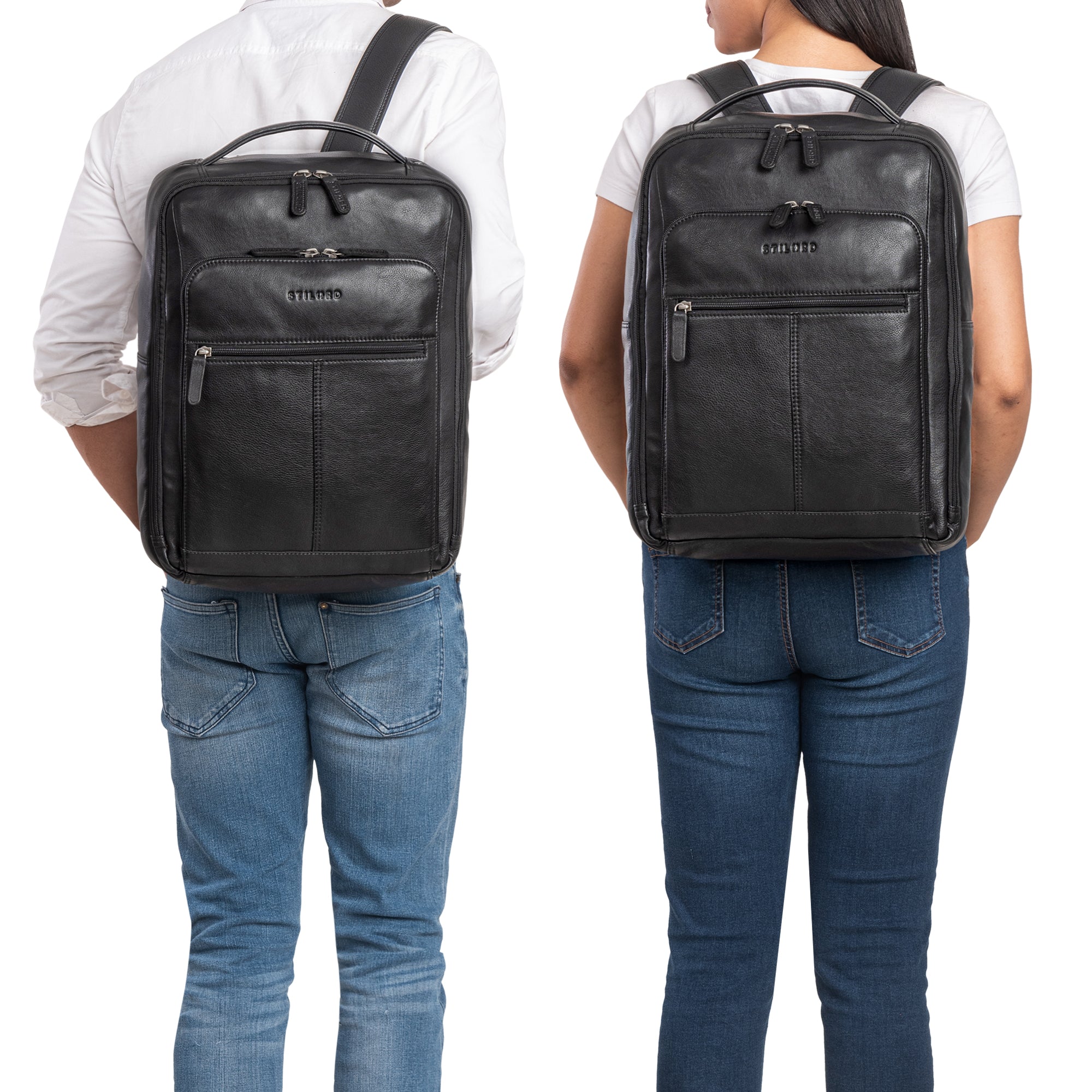 schwarzer Business Rucksack Echtleder Unisex