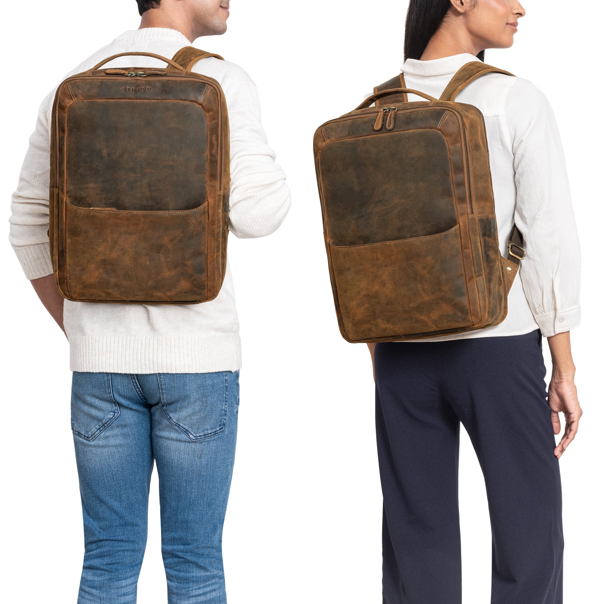 Hellbrauner Business Rucksack 15 6 Zoll Echtleder