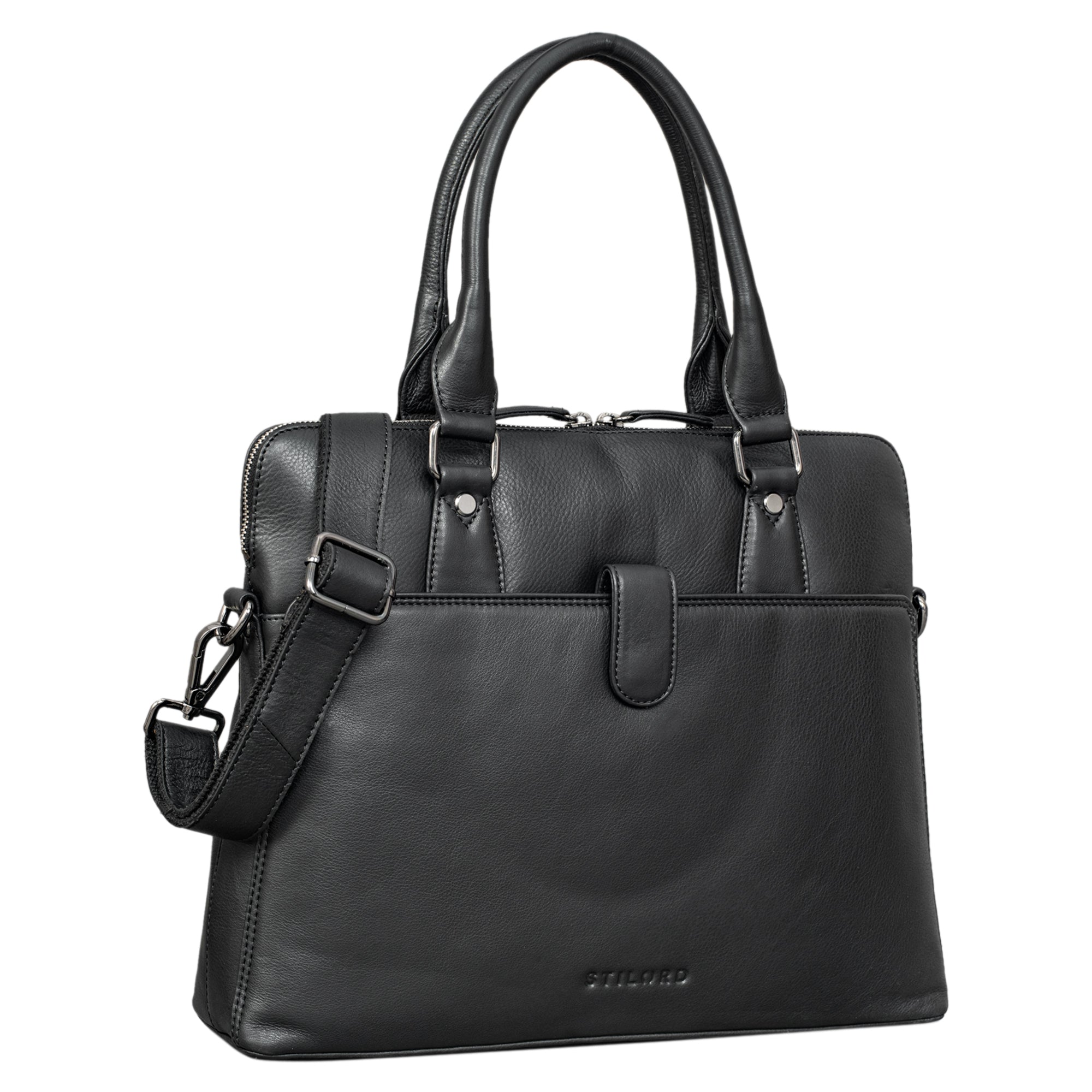 Freizeit Handtasche Damen Leder schwarz