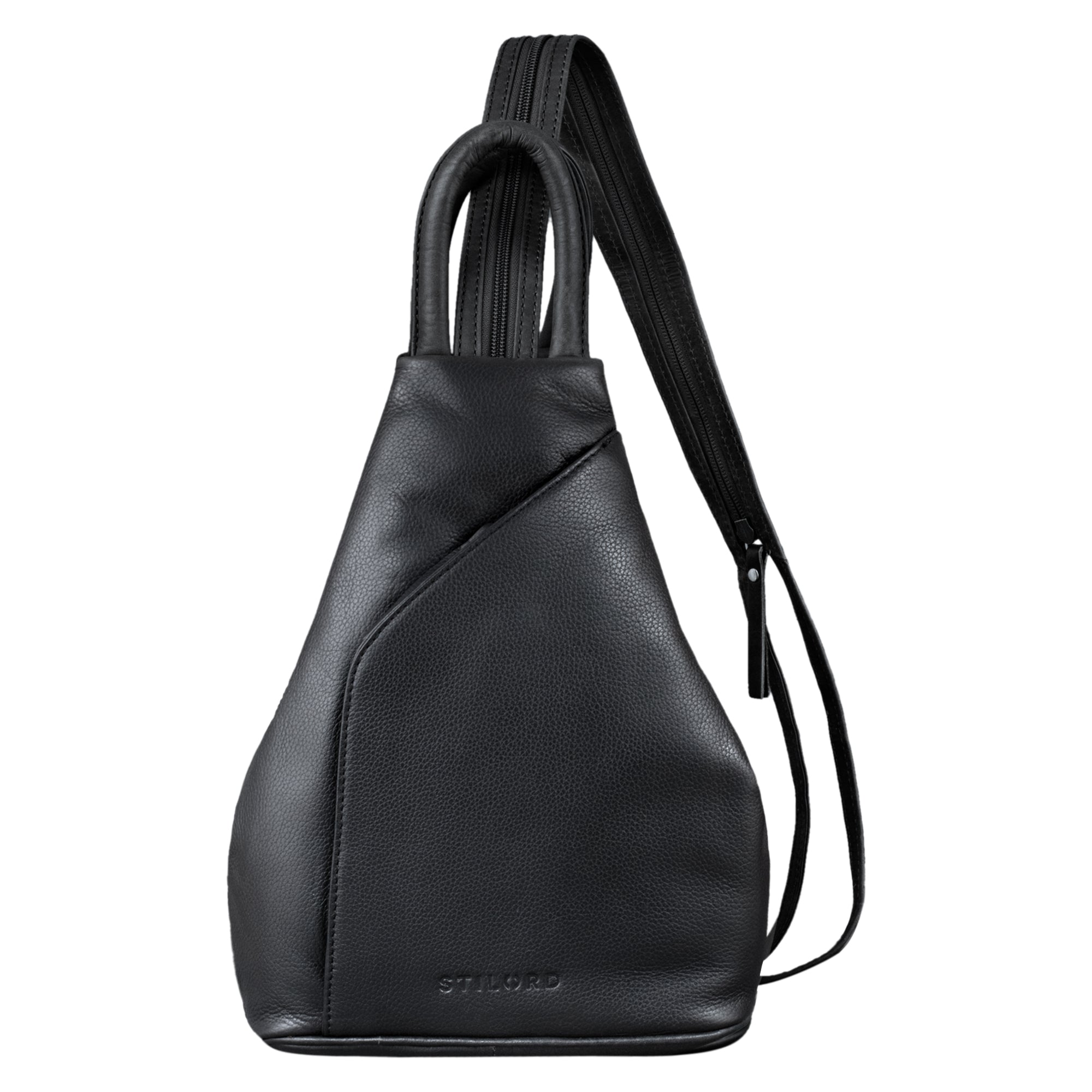 Moderner Crossbody City Rucksack Damen Leder klein schwarz