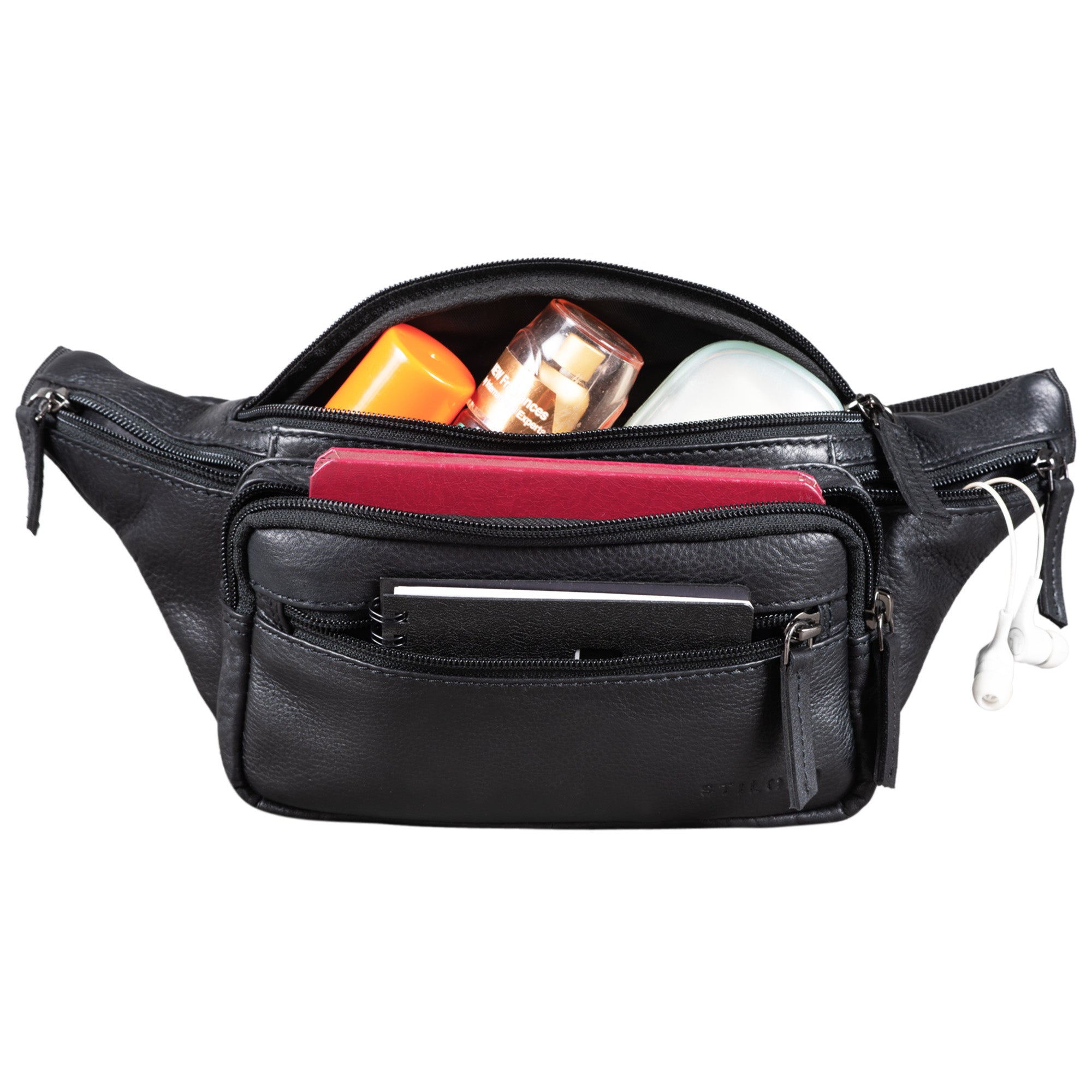 Schwarze Echtleder Ledertasche an Gürtel
