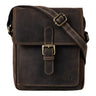 "Martinez" Pequena Bolsa Masculina Couro Vintage Messenger para Ombro