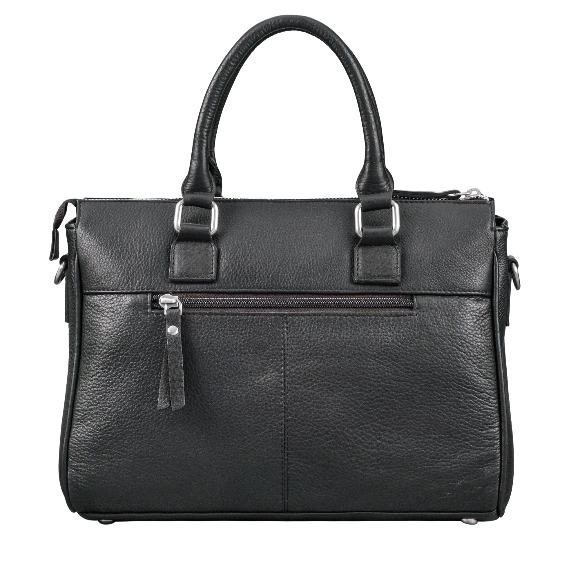 Damen Tote Bag Leder schwarz aus der Rückansicht
