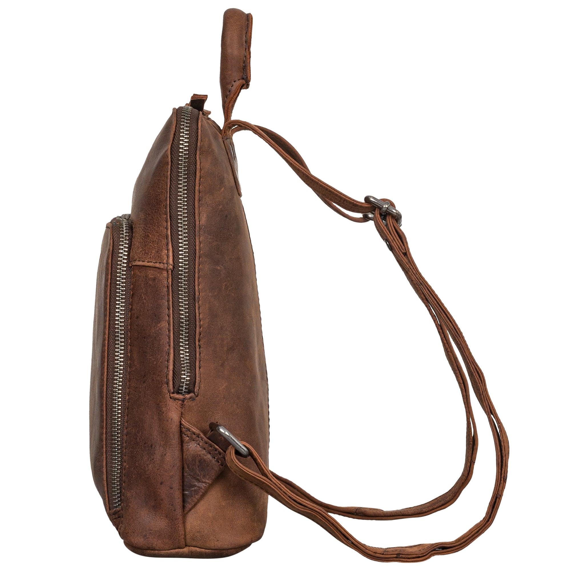 Vintage Lederrucksack Damen klein braun