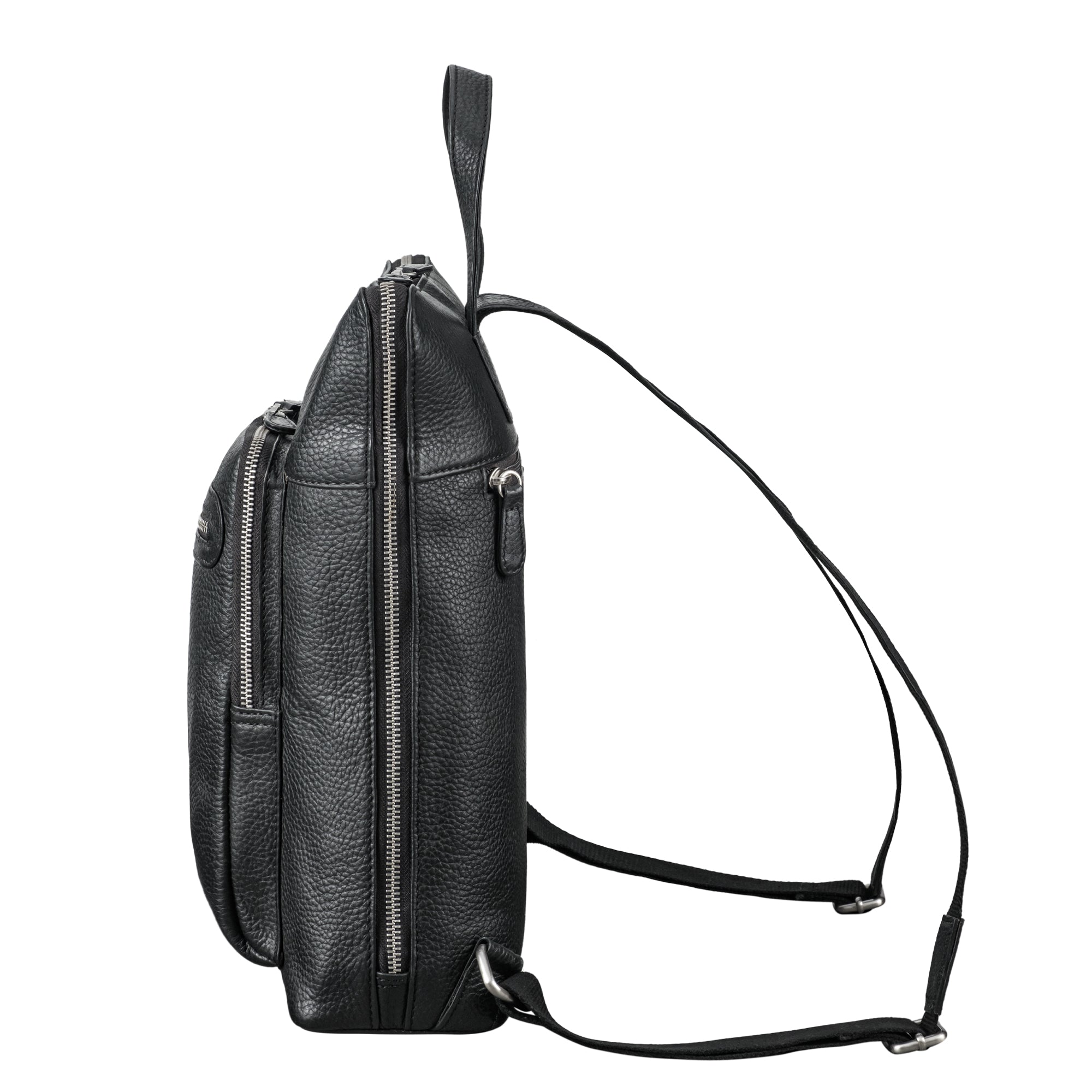 Kleiner Damenrucksack schwarz mit vielen Fächern