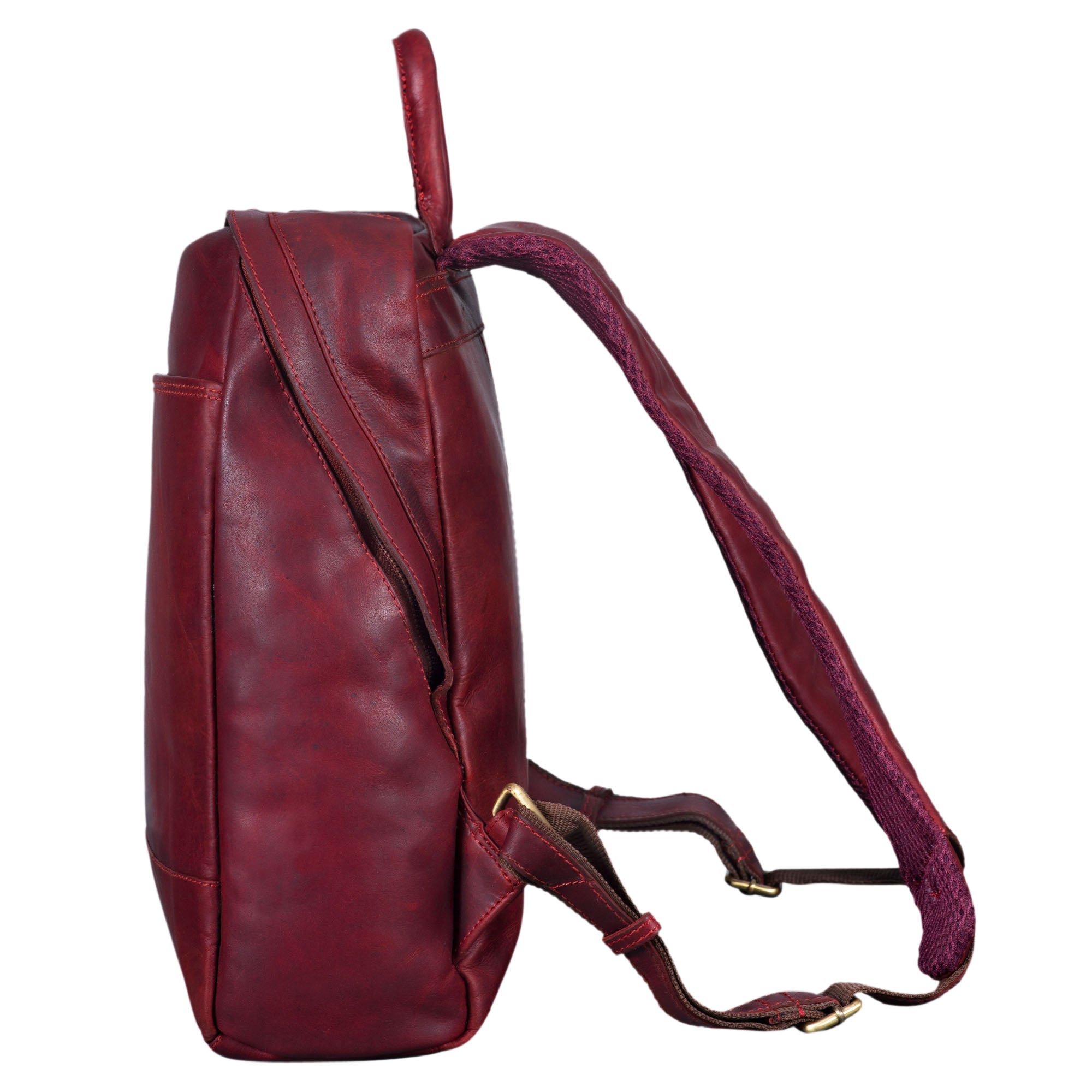 Roter Daypack Lederrucksack Frauen