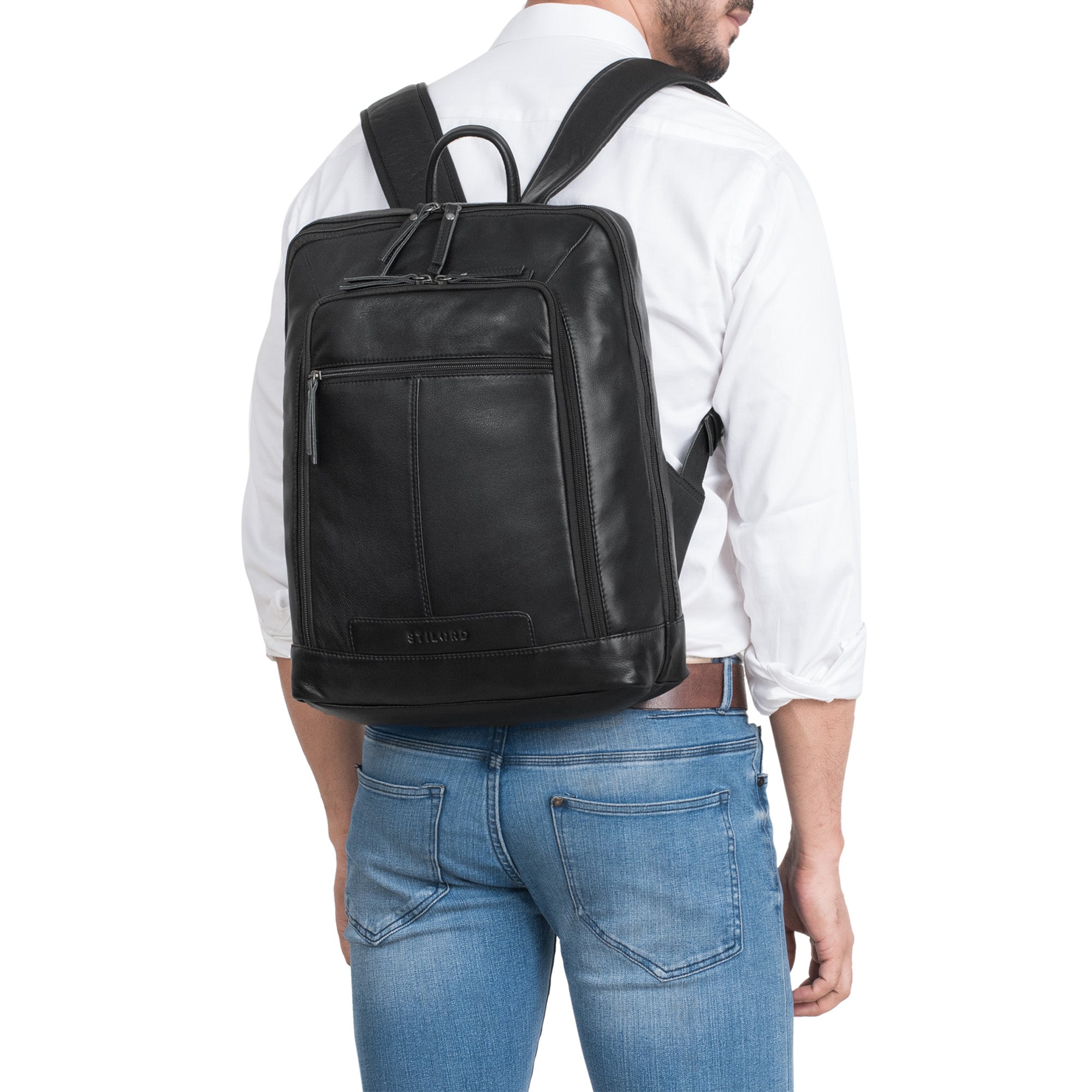 eleganter rucksack herren leder schwarz