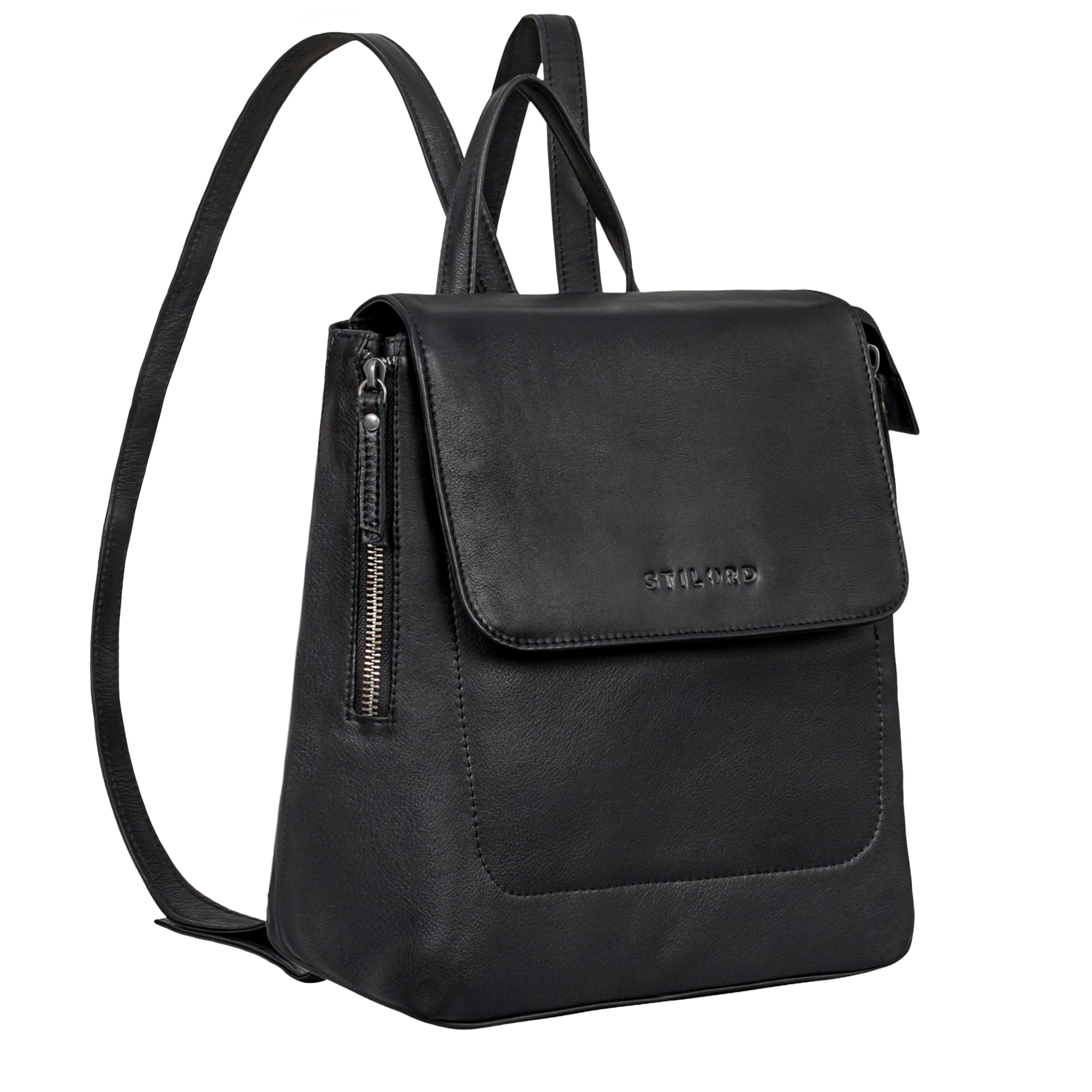 Tagesrucksack klein in Echtleder schwarz