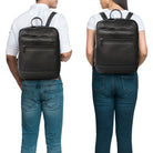 Business Rucksack Damen Herren in schwarz Leder