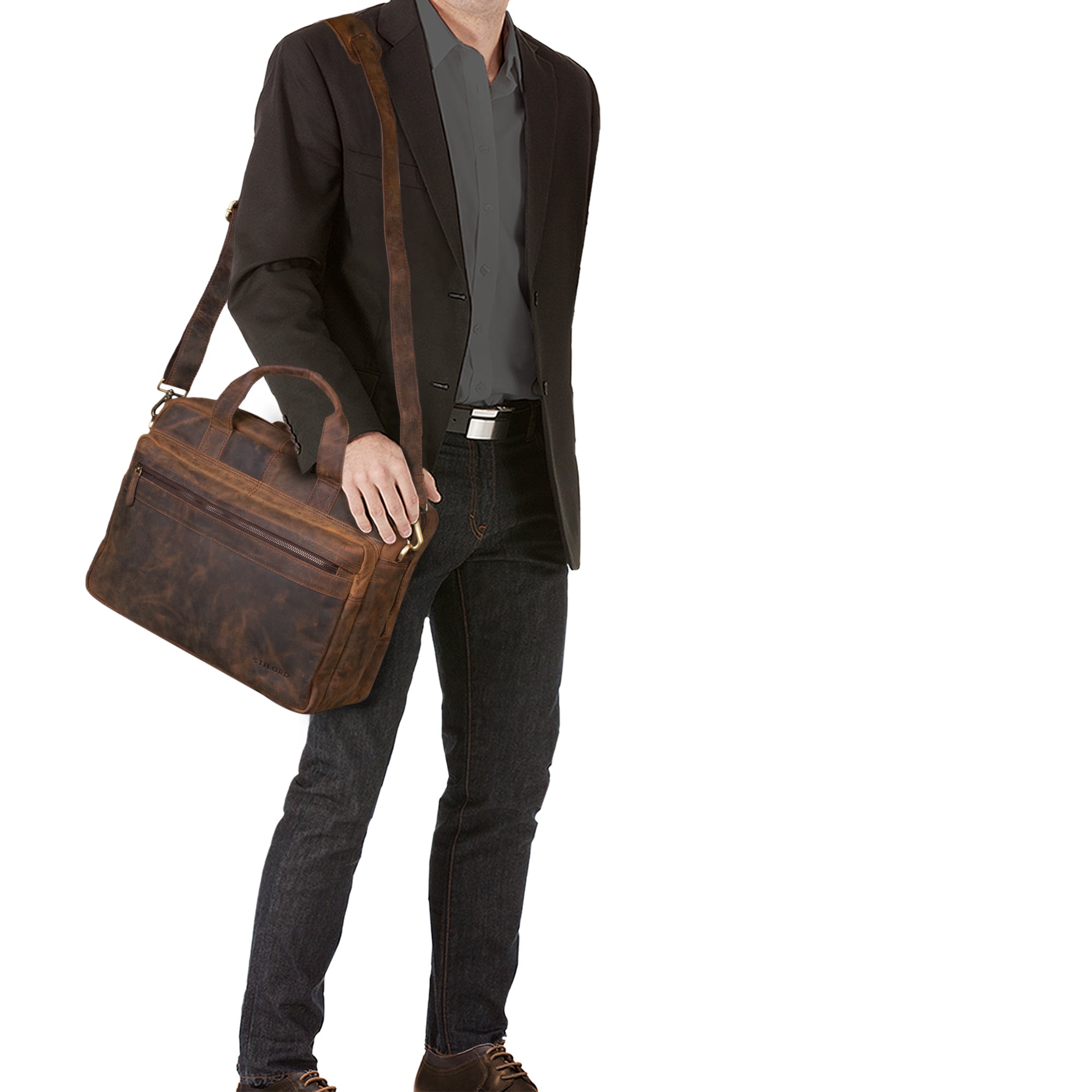 Braune Ledertasche 15.6"