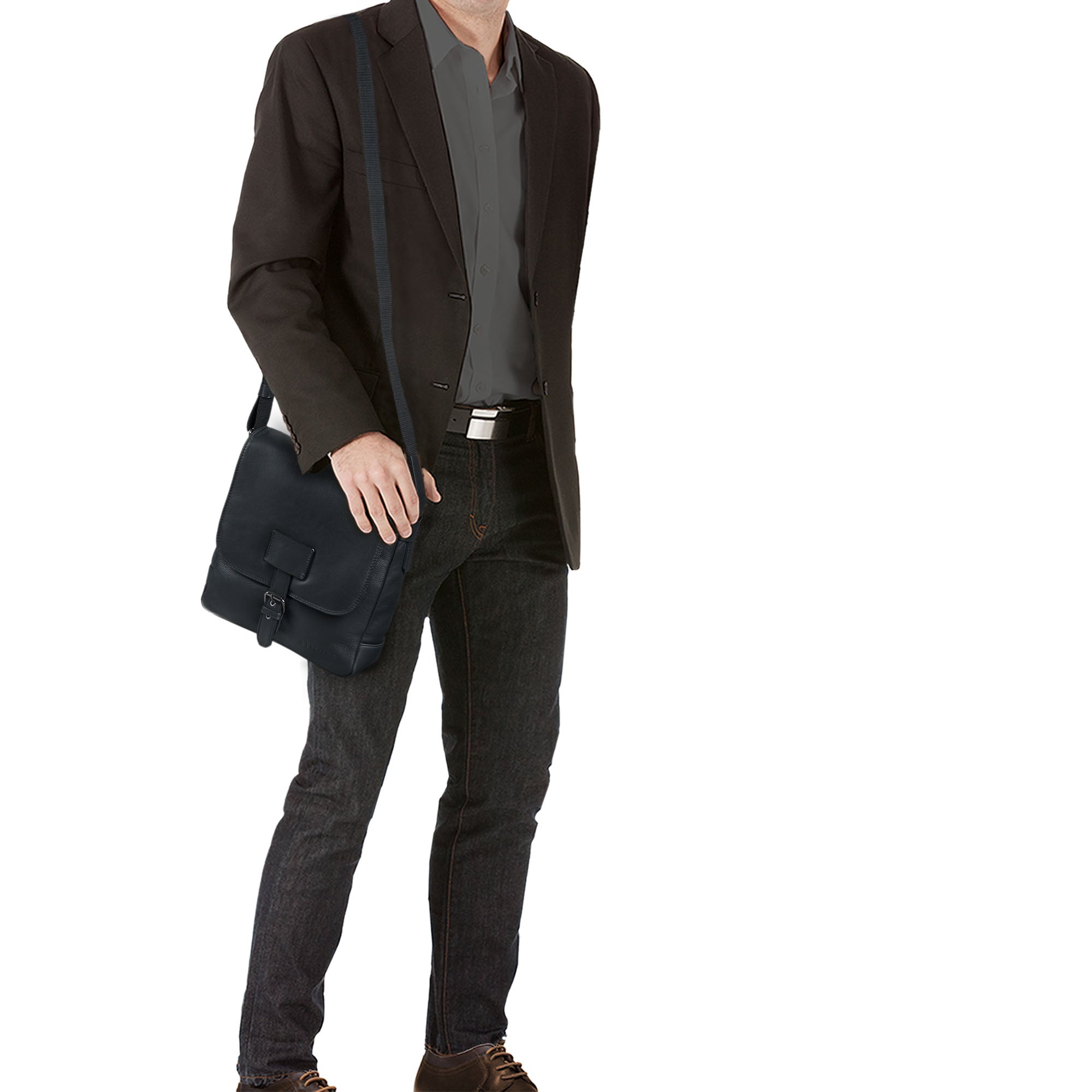 Ledertasche zum Umhängen Herren schwarz