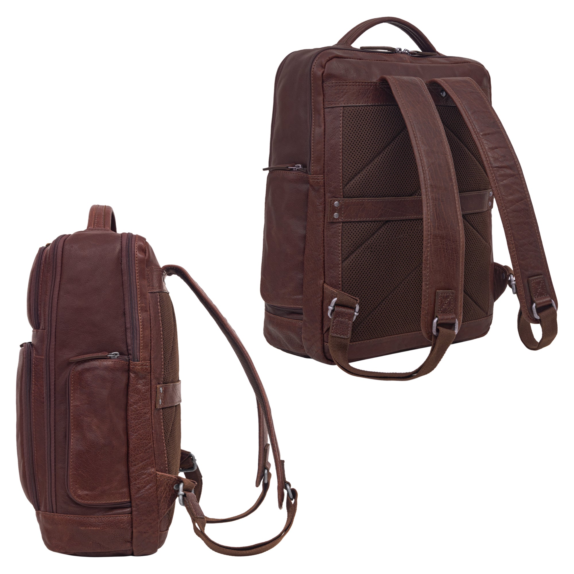 Großer Lederrucksack herren vintage braun