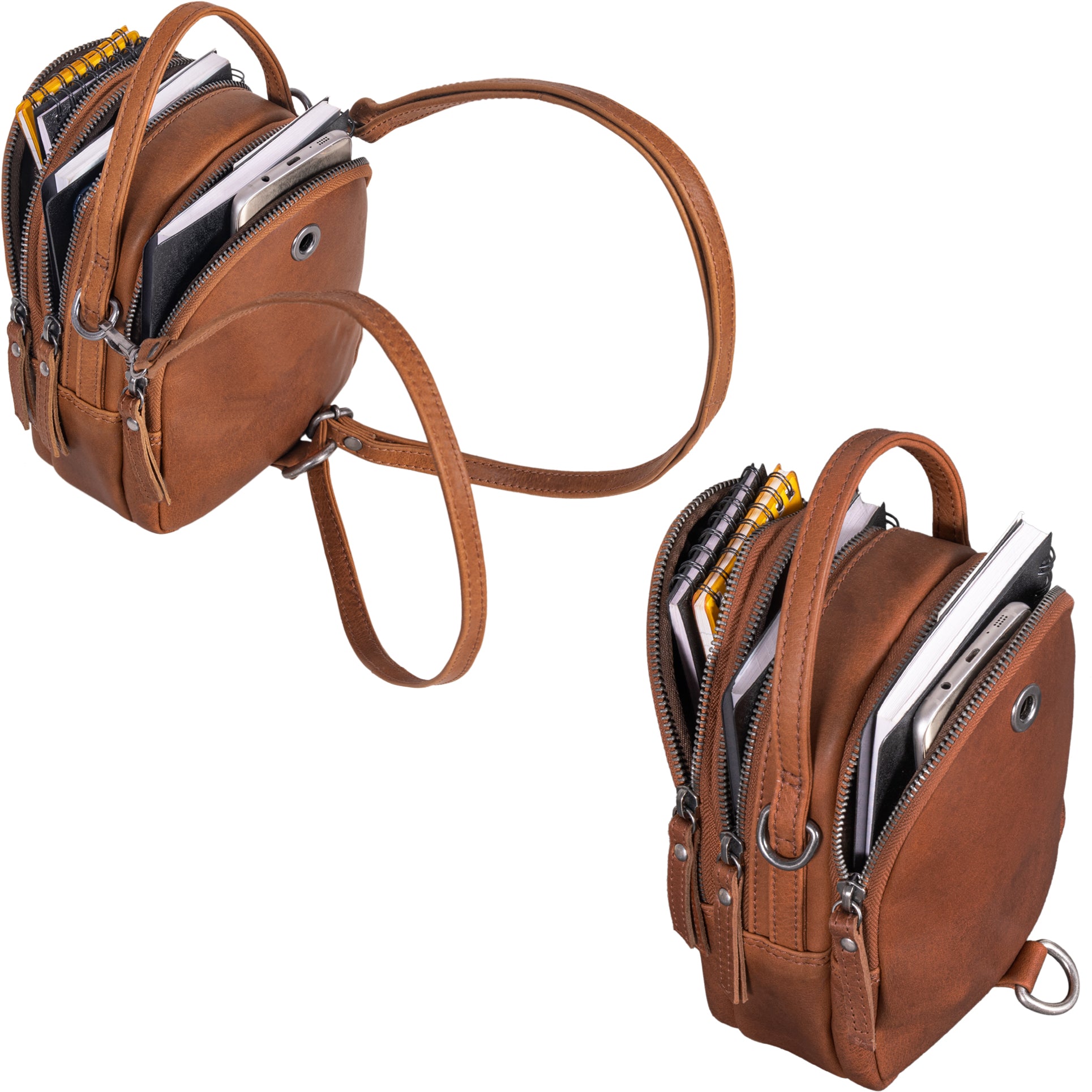 Leder umhängetasche rucksack braun