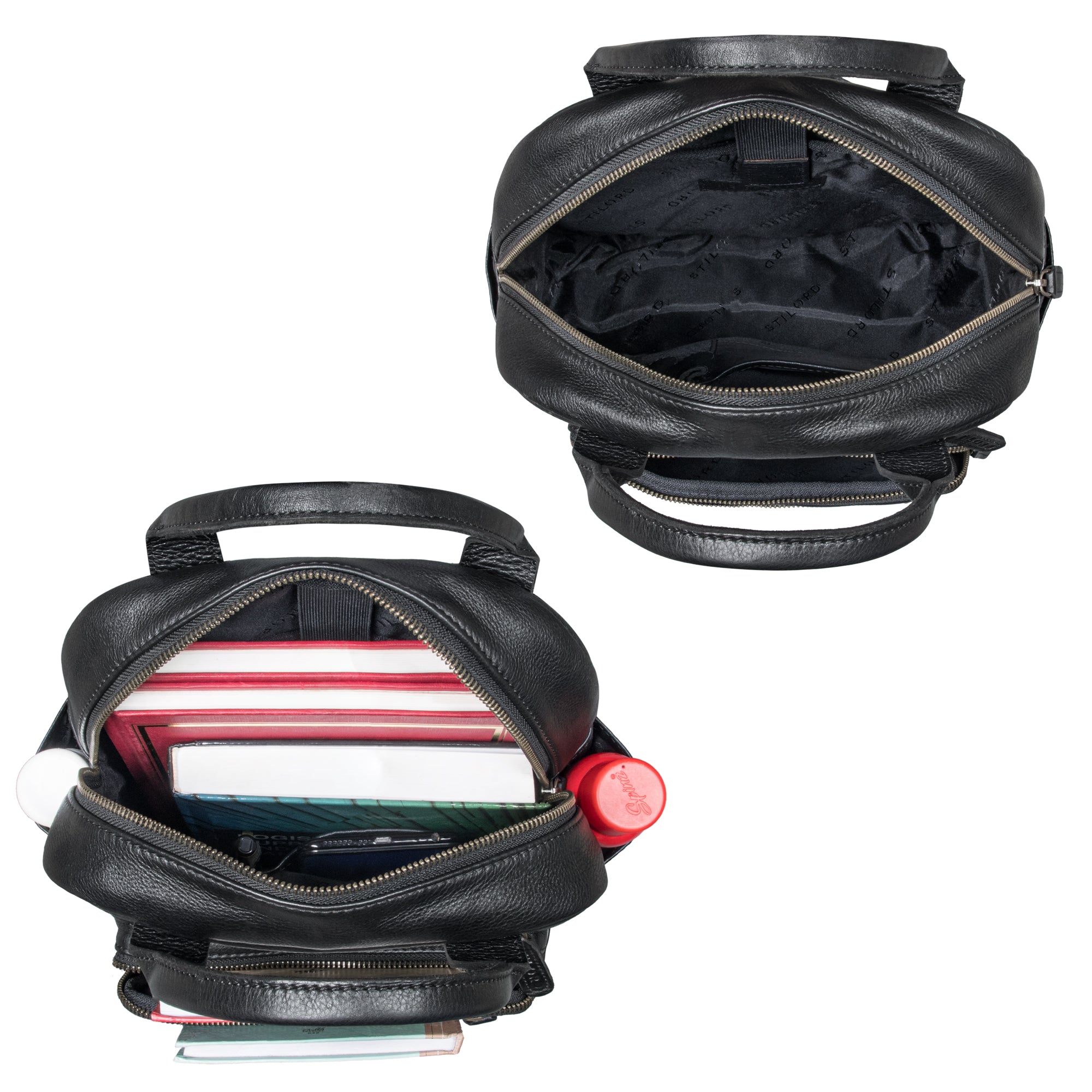Freizeitrucksack klein Damen Leder schwarz