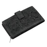 B-WARE Vintage Ladies Wallet 13 x EC Flowers Pattern Leather Brown