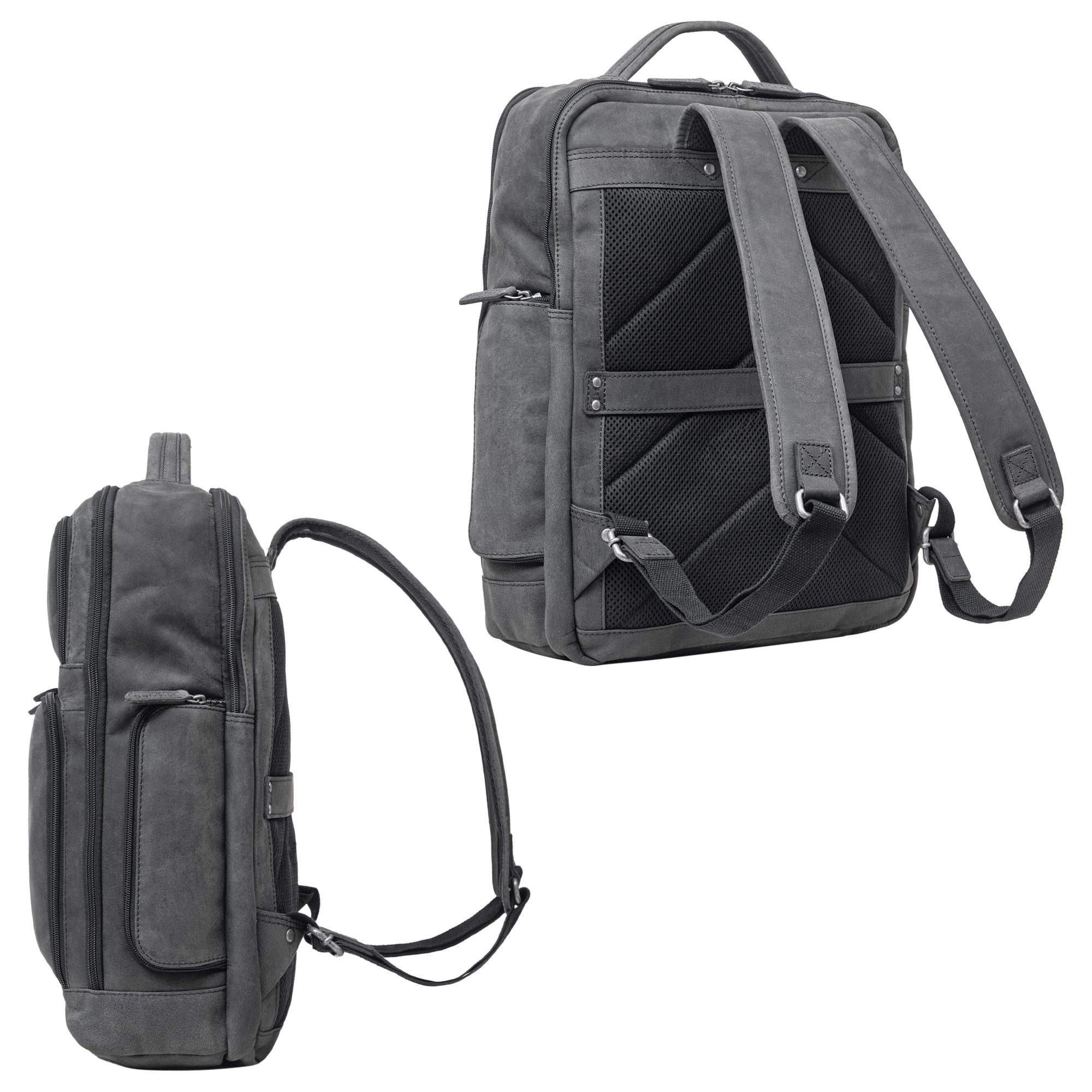 Lederrucksack Damen anthrazit