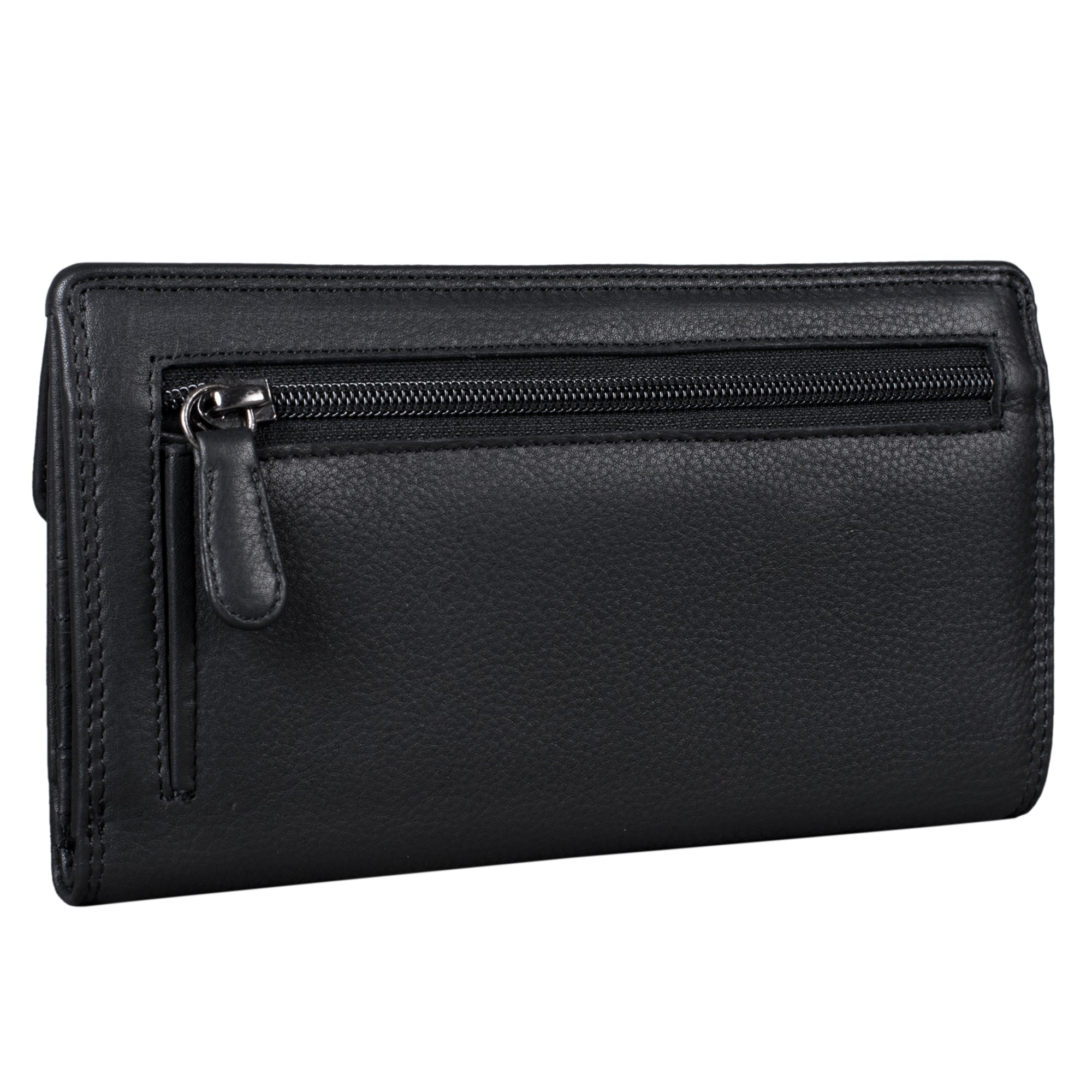 Schwarze Brieftasche Leder Damen RFID NFC