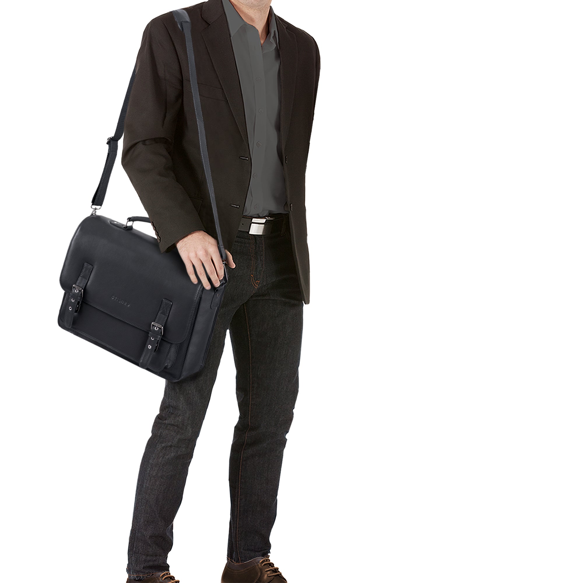 Schwarze Leder Businesstasche Herren