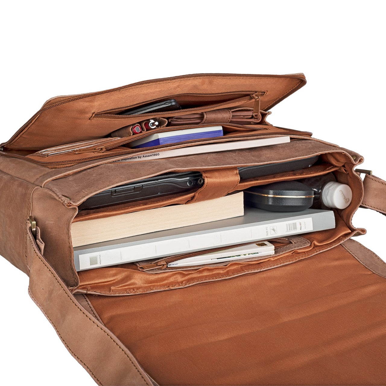 Große Leder Umhängetasche mit Laptopfach