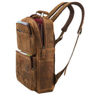 Laptoprucksack Leder braun mit verstellbaren Schultergurten