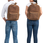 Brauner Echtleder Rucksack Wildleder Groß Unisex