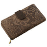 B-WARE Vintage Ladies Wallet 13 x EC Flowers Pattern Leather Brown