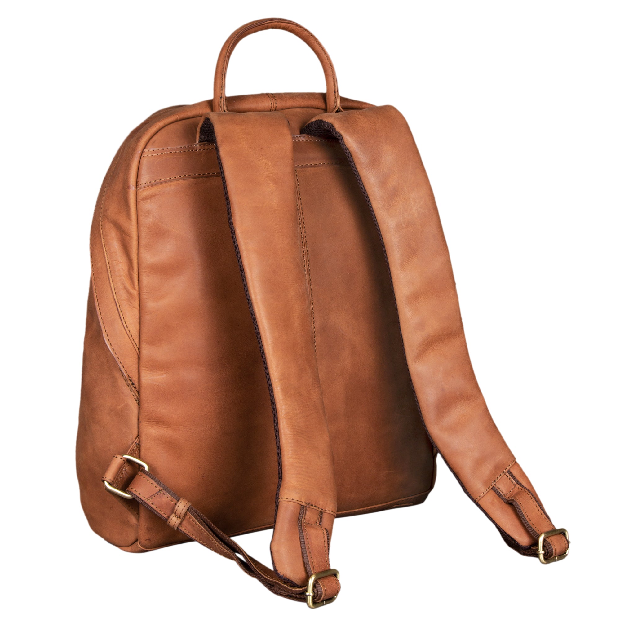 Brauner Leder Rucksack Herren viele Fächer
