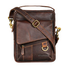 Ledertasche Herren Echtleder braun klein mit vielen Fächern
