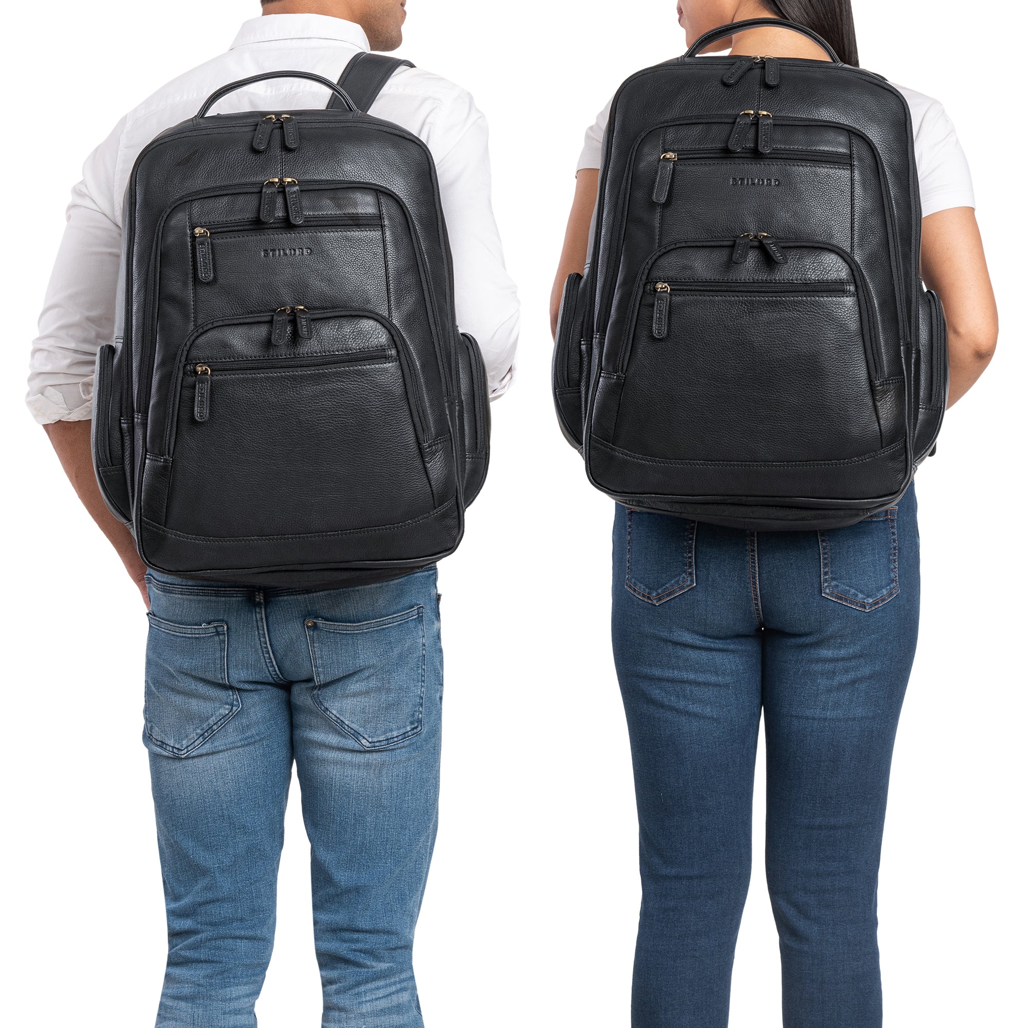 Damen Rucksack Leder Vintage schwarz Herren