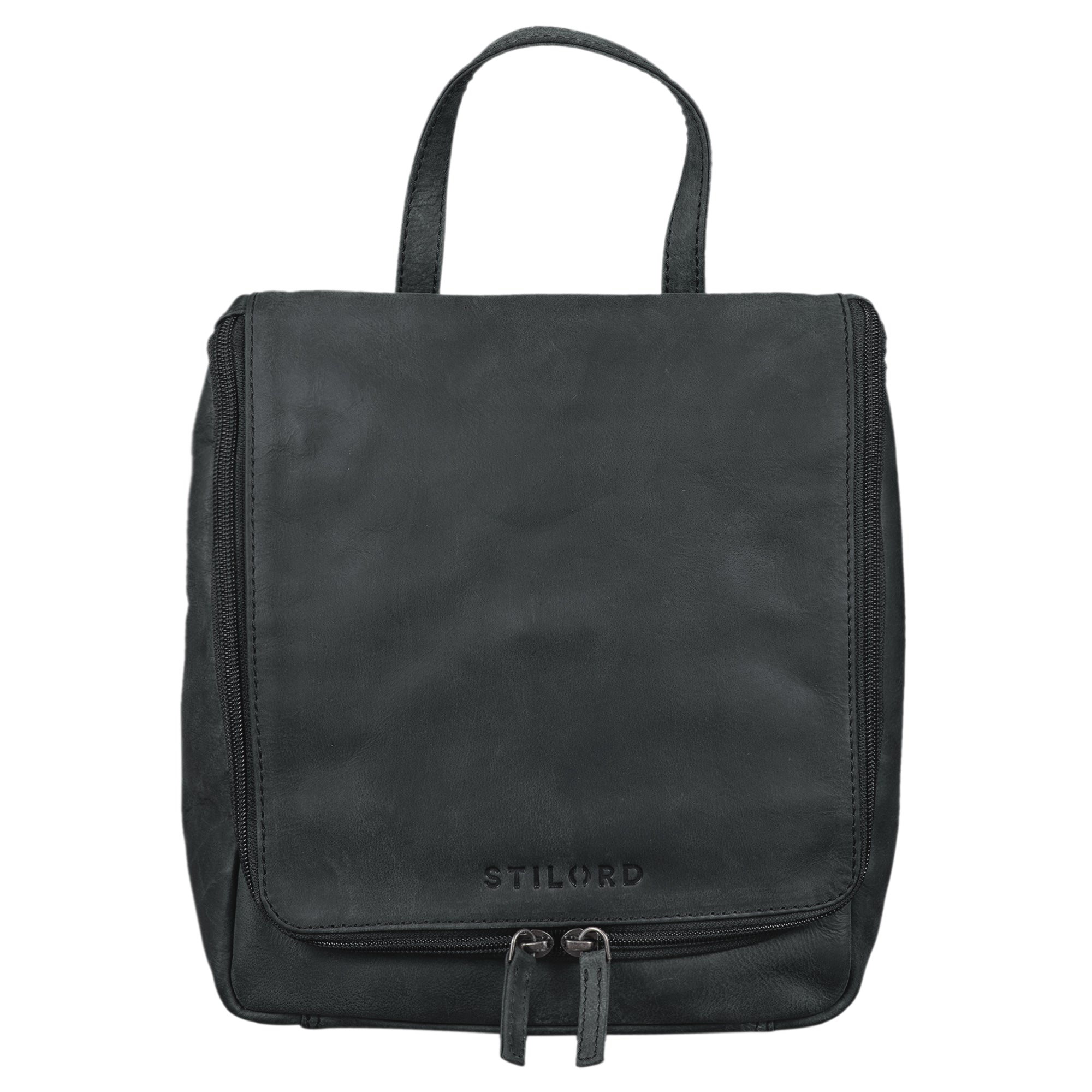 schminktasche Leder schwarz