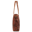 Leder Shopper Damen braun aus der seitlichen Perspektive