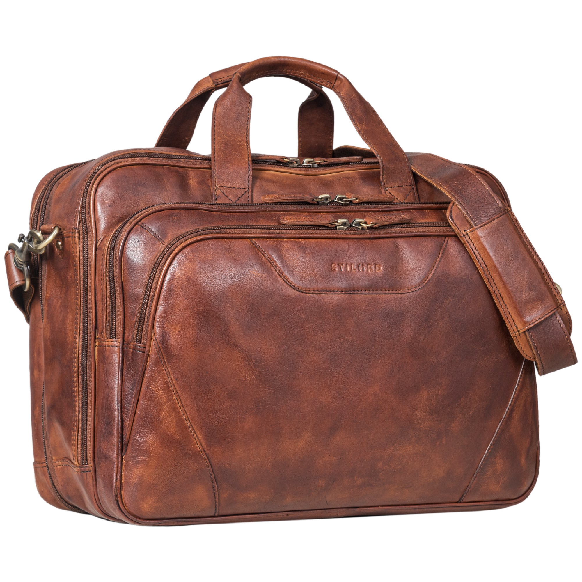 Laptop Tasche mit Schulterriemen Echtleder groß