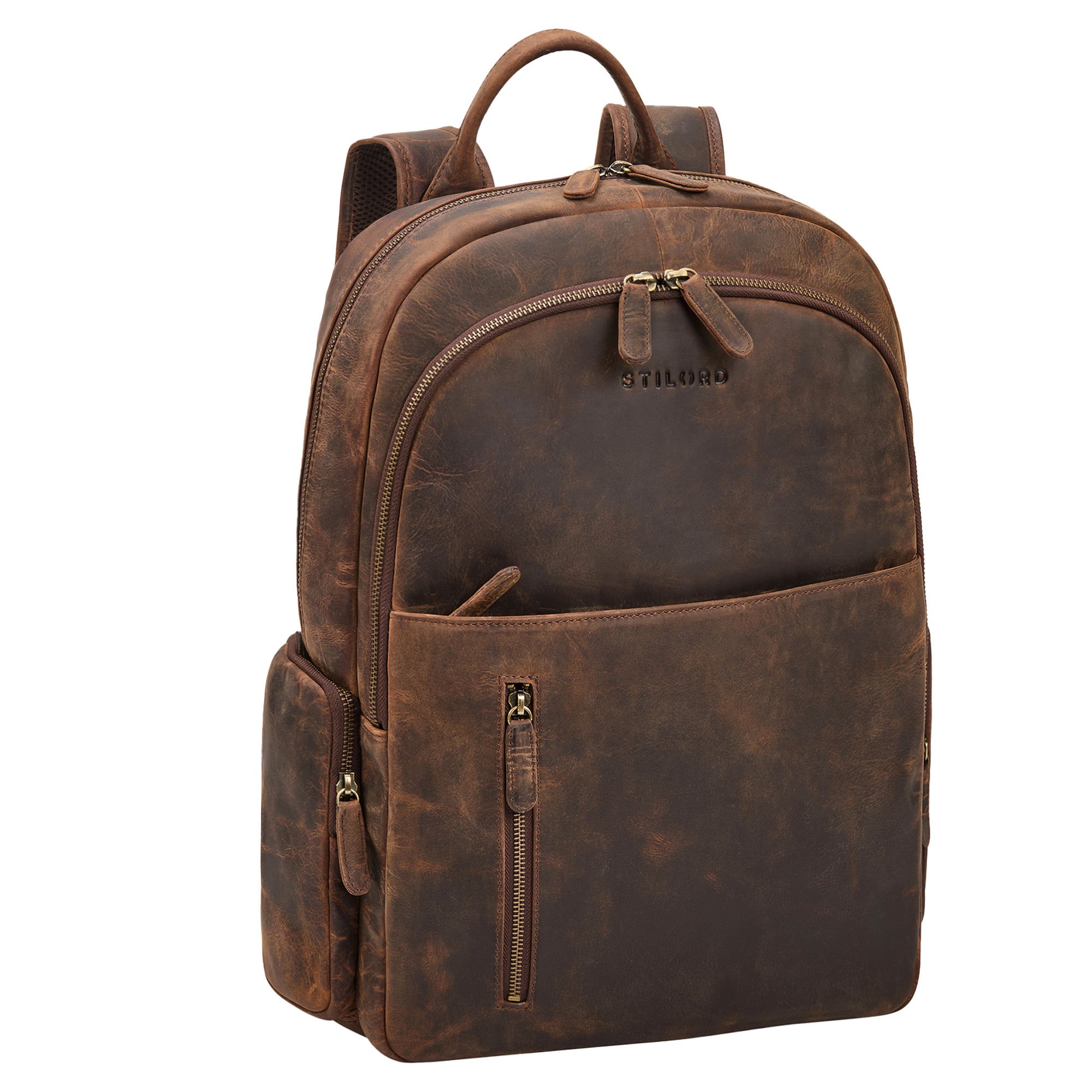 Laptop Rucksack 15,6 zoll gross leder herren echtleder vintage