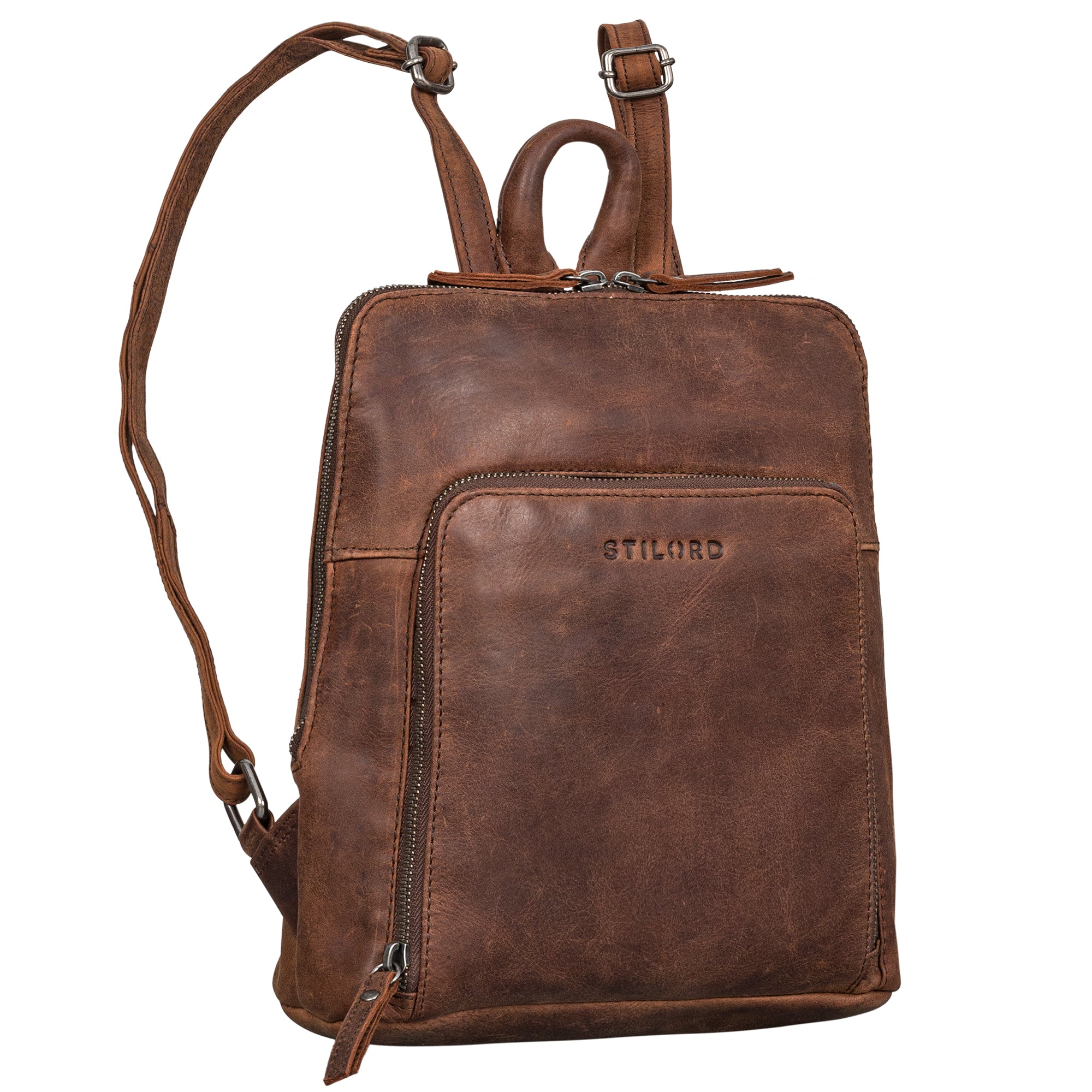 Vintage Rucksack Leder Damen klein braun