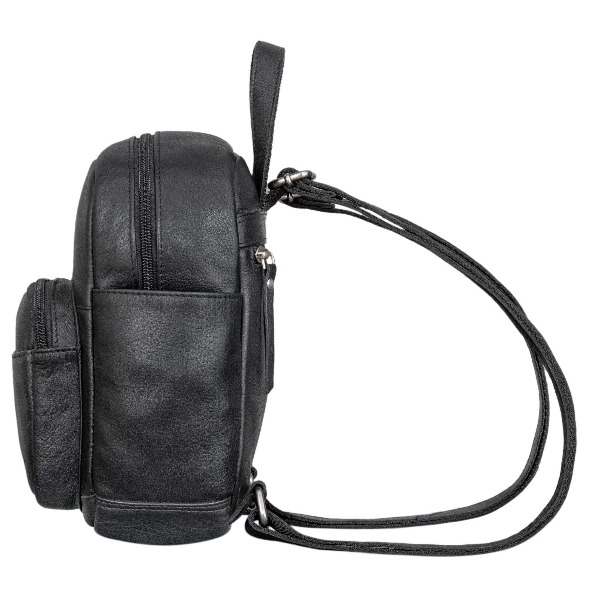 Damenrucksack Leder schwarz klein