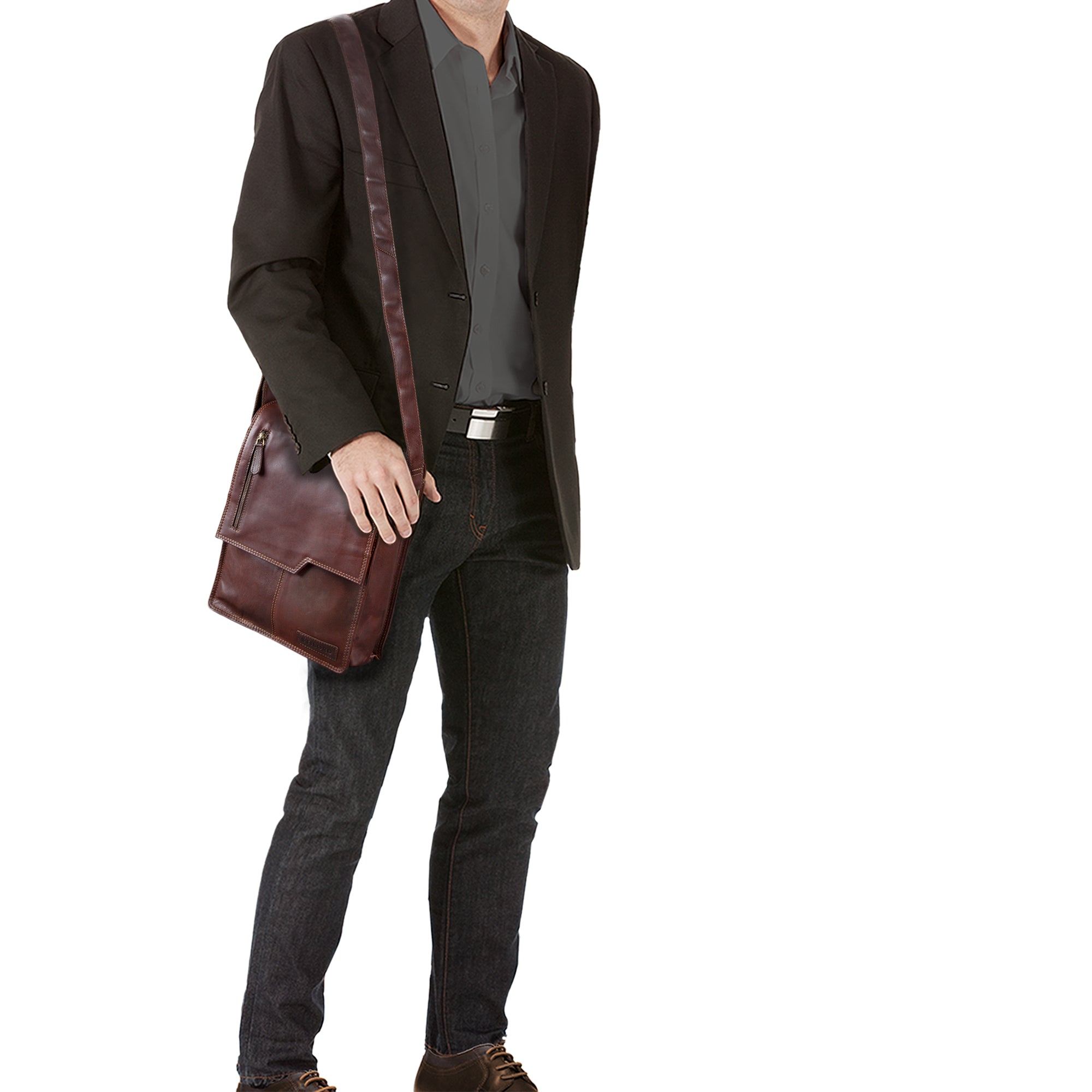 Braune Ledertasche Umhängetasche für Männer